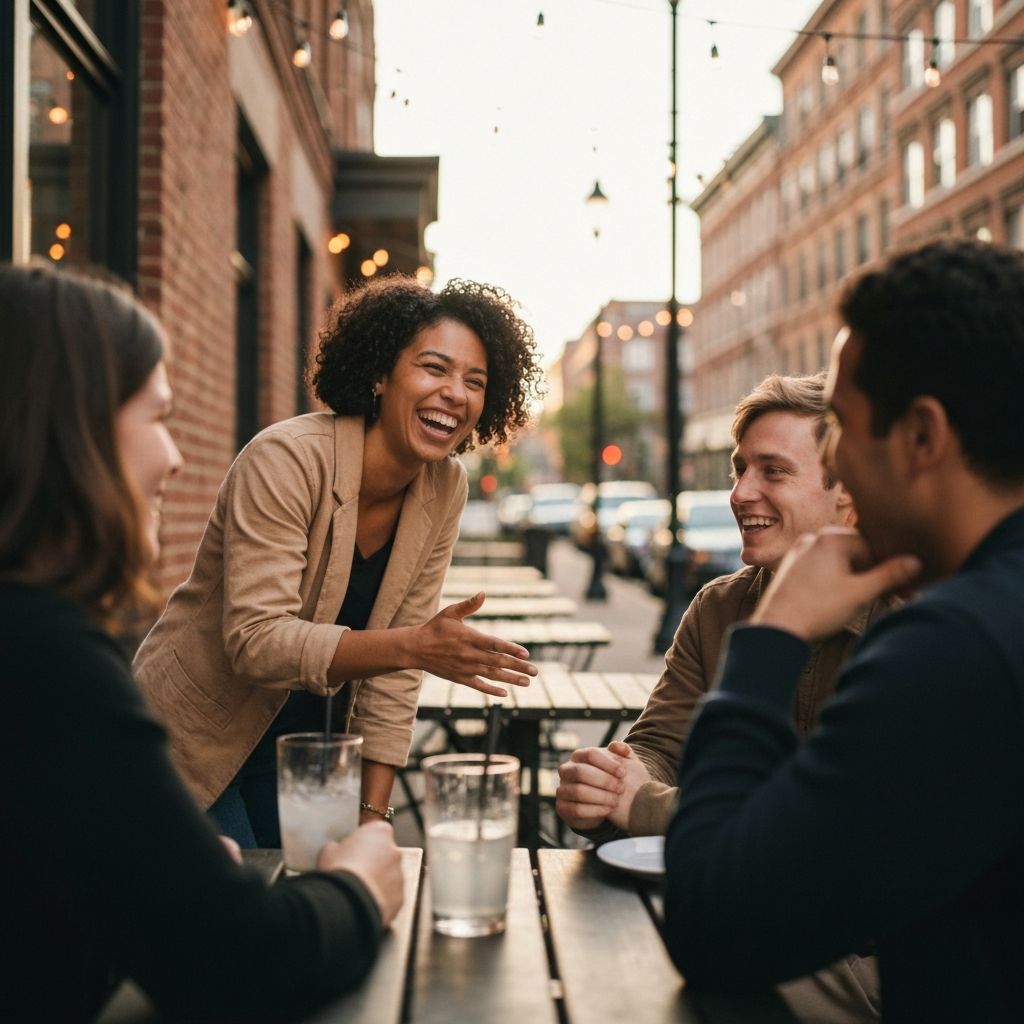 Persona hablando con confianza